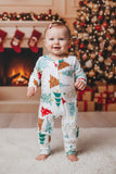 Christmas tree printed knitted long sleeve baby romper w/zippers DLH2838