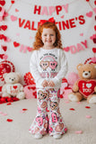 "ALL YOU NEED IS LOVE A PIAAZ‘’ & hearts printed bell bottom 2pc girls sets XCH0018-15H