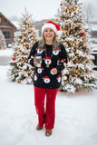 Santa Claus for Christmas knitted black long sleeve women sweater MY15294