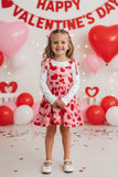 White long sleeve top & hearts printed swirl dress 2pc girls set XCH08001