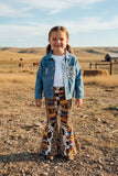 Western Blue denim & leopard print washed girls jacket/coat DLH2550 (A11S5)