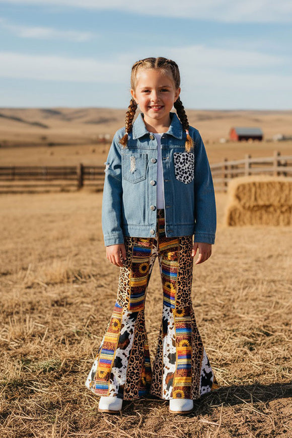 Western denim pant flare leg girls jeans DLH2745 (A11S7)