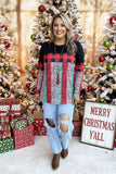 Christmas checked & colorful leopard & black long sleeve women tops BQ14014