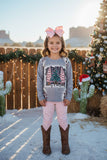 Kids "merry christmas" tree print long sleeve girls t-shirt DLH2596 A9S3