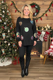Sequin christmas element round neck long sleeve sweatshirts w/slit XCH16536 BS6