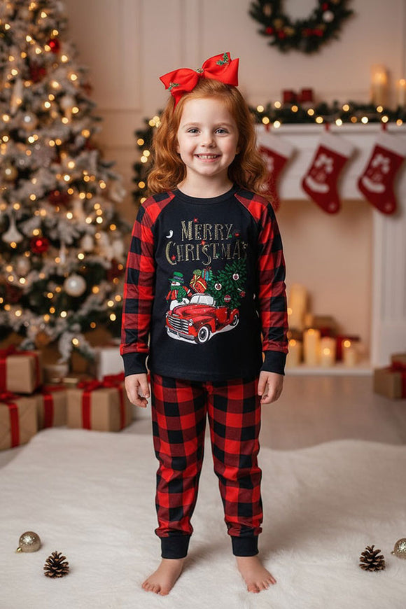 Merry Christmas buffalo top & pant children pajamas sets BQ2410 A1S10