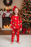 Red christmas printed long sleeve top & pant 2pc pajamas sets DLH2831 A9S3