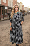 Plus size geometric printed half sleeves women's maxi dress with pockets GJQ16747