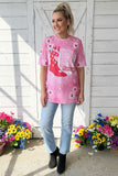 "HOWDY honey"& XOXO bootsprinted short sleeve women tops XCH14135