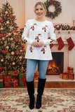 White long sleeve sequin santa claus Christmas skate women's sweatshirt XCH15991 BS1