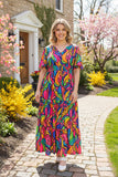 Southern Stitch Women's Maxi Dress Rose Abstract Print & Bell sleeves XCH16585