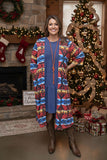 GJQ11895 Multi color Aztec printed 3/4 sleeve women cardigan HS1/AS6