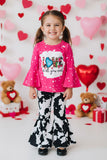 ”Love is all you need“ print top cow bell-bottom 2pc girls sets XCH0018-13H