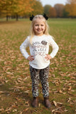 Mom and Me Halloween pumpkin print top leopard pant girls pajamas sets BQ2403 9S4