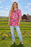 Western floral printed raglan bell sleeve women's blouse XCH16307  CS10