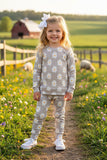 BQ2406 Daisy prints pullover sweatshirts & pant 2pc girls clothing sets (A10S4)
