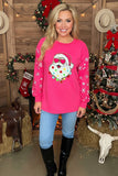 Glitter Christmas santa snowflake prints long sleeve women sweatshirts XCH16592