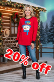 Christmas snowman printed red long sleeve women t-shirt DLH9749 (IS8)/Afloor