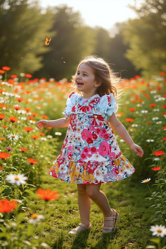 Shop Mom and me floral printed smocking girls dress DLH2882