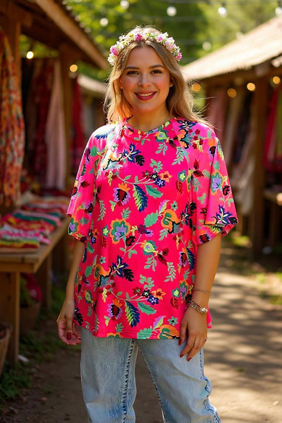 Western floral printed raglan bell sleeve women's blouse XCH16307