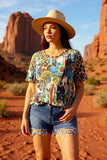 Plus size Bull skull & sunflower printed leopard short sleeve women tops XCH12468 GS11