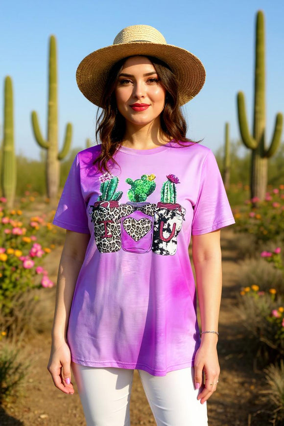Cactus leopard printed short sleeve women top XCH14540 (CS4)