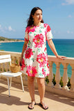 Wholesale High-low style floral printed short sleeves women dresses YMY13143 AS11