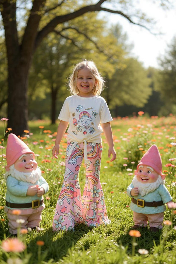 Back to School supplies & rainbows girls clothing sets DLH2515