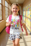 "BACK TO SCHOOL READY" cheetah print girls clothing set DLH2521 (A8S8)