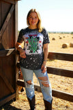 Howdy rowdy cactus & jewel printed short sleeve top DLH12190 IS16