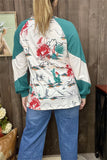 XCH15183 Riding horse&Cactus western graphic multi color printed raglan long sleeve women tops