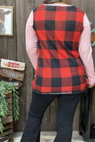 BQ8142 Pink long sleeve w/plaid printed back women tops w/front pocket (ES2)