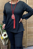 BQ15722-1 Wholesale Black long sleeve w/tighten cuff women tops