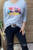 DLH8901 "BE MINE" heart multi color printed 3/4 sleeve women gray T-shirt for valentine holiday