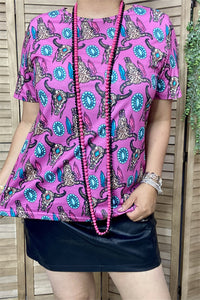 XCH15266 Mom and Me Bull & Diamond print short sleeve women tops wholesale