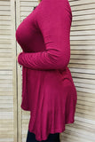 BQ15412 Wholesale plus size burgundy long sleeve baby doll women top w/ irregularity bottom