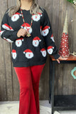 MY15294 Santa Claus for Christmas knitted black long sleeve women sweater wholesale for winter