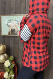 YMY9930 Black/White &red/black checked printed w/string long sleeve women hoodie top