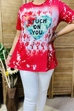 XCH14652" STUCK ON YOU" Cactus&Heart red multi color printed short sleeve women tops(AS15)