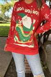 BQ15771 "HO!HO!HO!&Claus Santa printed for Christmas holiday long sleeve women red tops