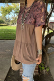 Women's clothing suppliers online floral printed & tan baby doll women blouse GJQ15652