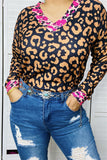 YMY13849 Leopard long sleeve women tops w/v-neckline (DS6)