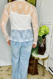 BQ16001 White lace tighten women tops w/long sleeve