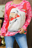 DLH15340 Santa claus graphic printed long sleeve women tops