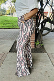 GJQ15654 Aztec multi color printed tighten/long bell bottom women pants