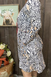 BQ15488 Multi color leopard printed w/side pockets long sleeve women dresses