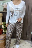 BQ15518 "That pumpkin spice life "graphic printed long sleeve top&leopard printed pants women pajamas sets