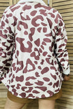 GJQ14253 Brown leopard printed long sleeve top with pocket jackets/coats