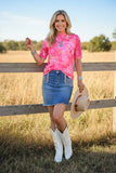 Western pink sheer short sleeve women's boutique top Southern Stitch XCH17191 IS6