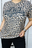 DLH10083 Black HIPPIE HALLOWEEN Leopard printed short sleeve women tops IS4